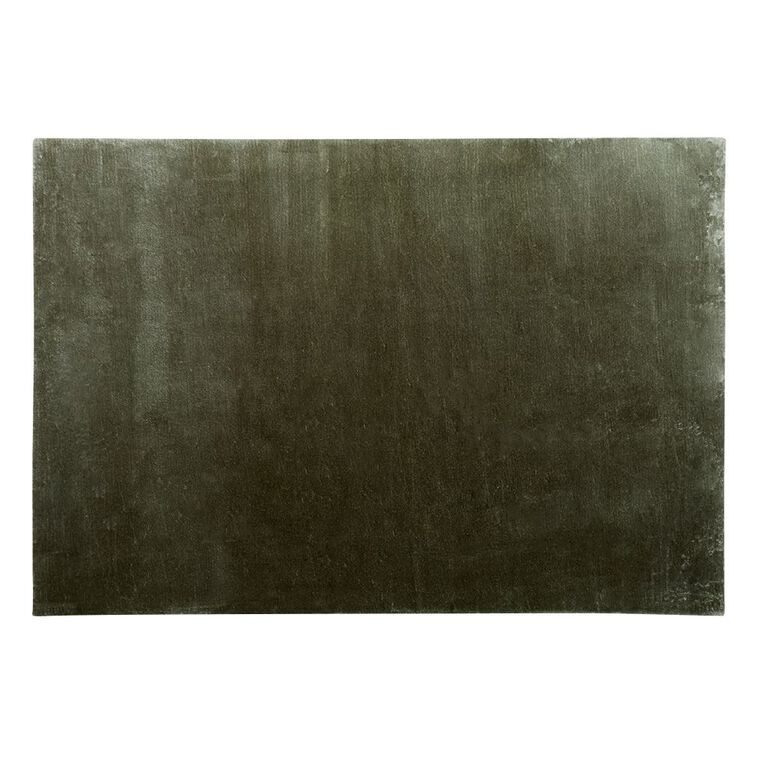 Living & Co Faux Fur Plain Rug Green 200cm x 290cm, , hi-res