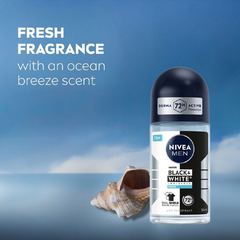 Nivea Deo Roll On Men Invisible Black And White Fresh, , hi-res