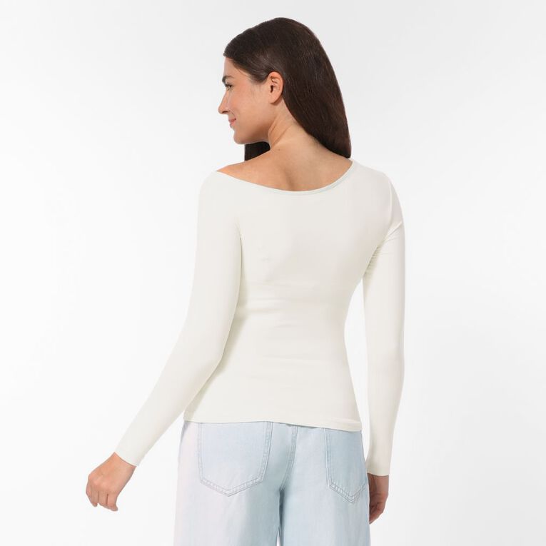 H&H Women's Contour Off Shoulder Top, White, hi-res