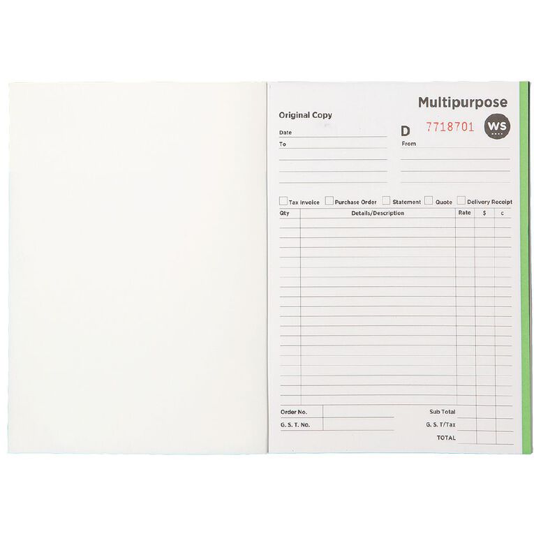WS Multibook Duplicate NCR 50 Forms Green Mid A5, , hi-res