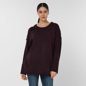 H&H Women's Long Chunky Knit With Contrast Stitch