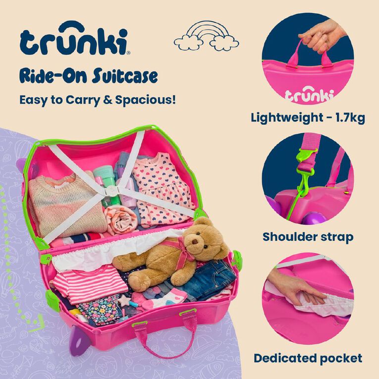 Trunki Ride On Suitcase Pink, , hi-res