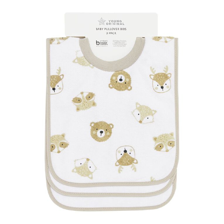 Young Original Babys' Popover Bibs 3 Pack, Brown Light, hi-res