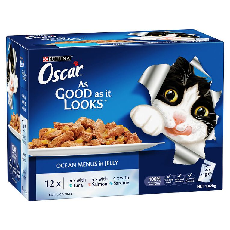 Oscar Adult Ocean Menus Jelly Wet Cat Food Pouch 12 x 85g, , hi-res