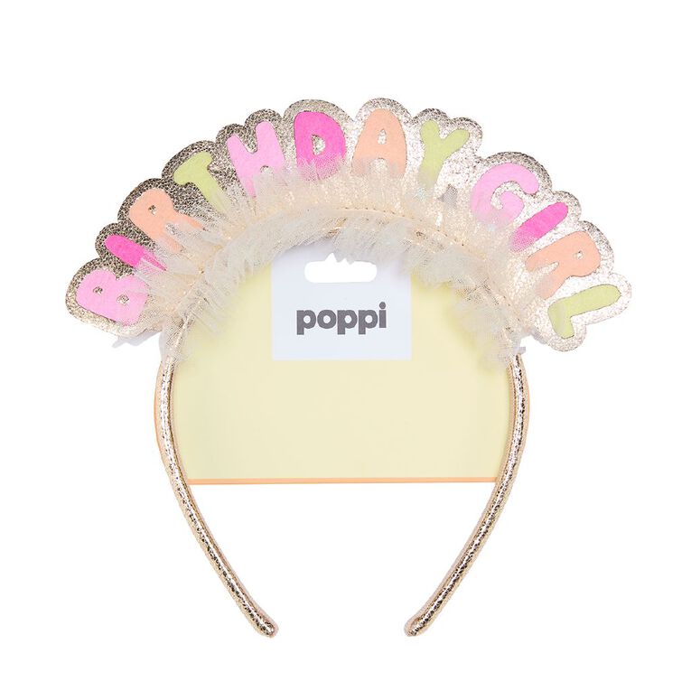 Poppi Happy Birthday Headband Pink, , hi-res