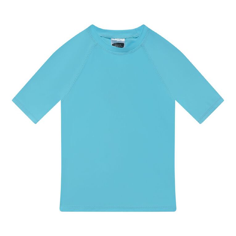 Young Original Short Sleeve Neon Rash Top, Blue Mid, hi-res