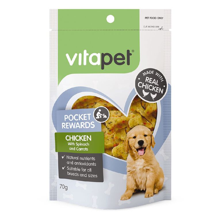 Vitapet Pocket Rewards Chicken & Veggies Dog Treats 70g, , hi-res
