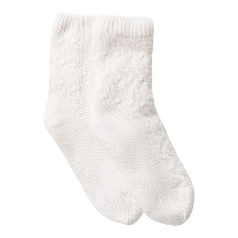 H&H Women's Sherpa Cable Half Crew Socks 1 Pack, Cream, hi-res