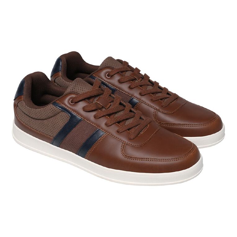 H&H Men's PU Panel Sneakers, Tan, hi-res