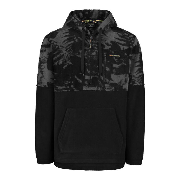 Back Country Spliced Camo Fleece Hooded Sweatshirt, Charcoal, hi-res