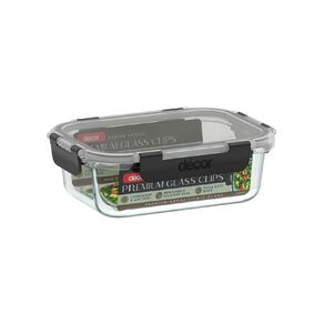 Decor Premium Glass Clips Oblong 630ml Clear Clear