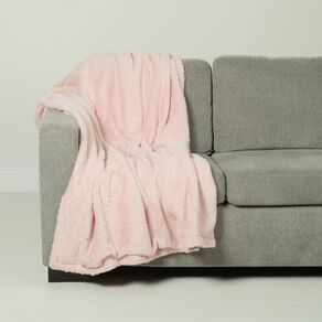 Living & Co Throw Faux Fur Bunny Pink 127cm x 152cm