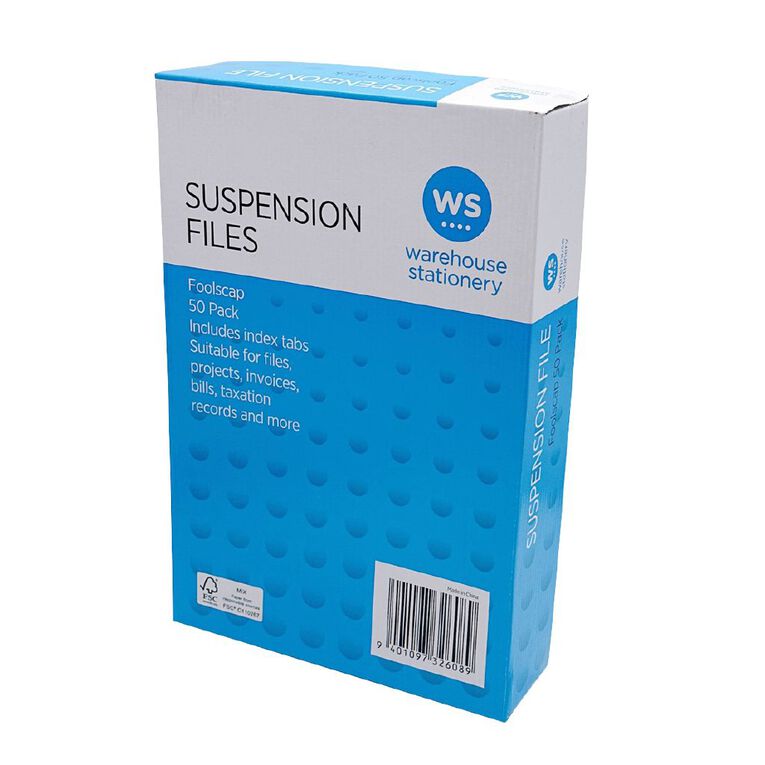 WS Suspension File Foolscap Green 50 Pack, , hi-res