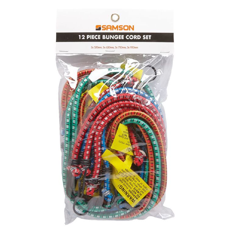 Mako Bungee Cords with Steel Hooks Set 12 Pack, , hi-res
