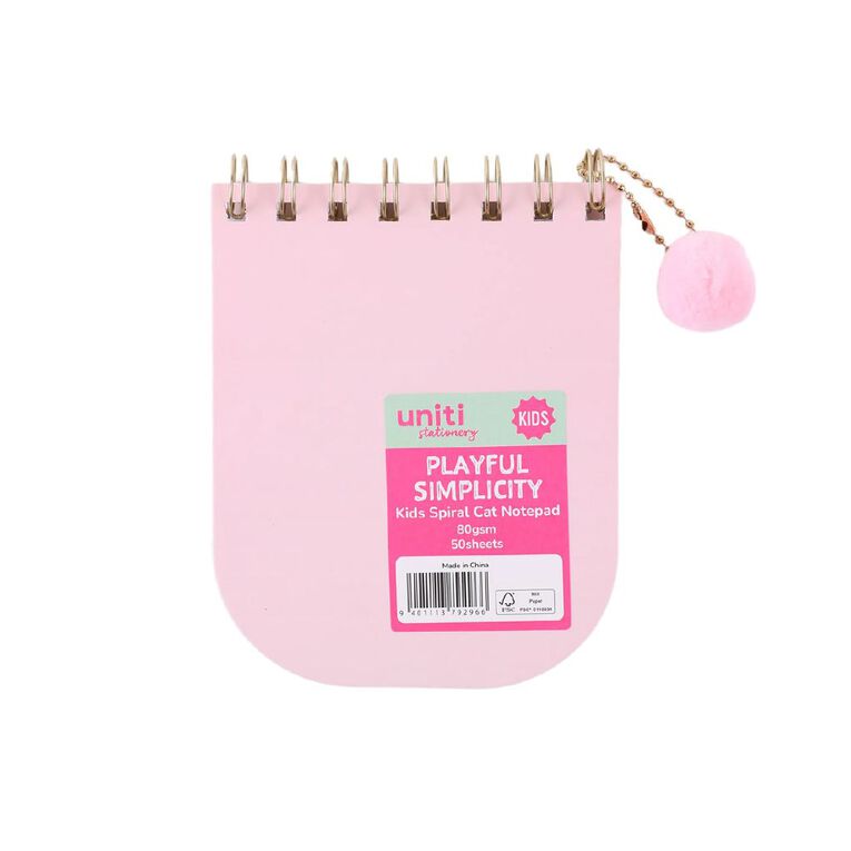 Uniti Kids Playful Simplicity Spiral Cat Notepad, , hi-res