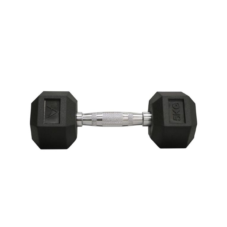 Active Intent Fitness Rubber Hex Dumbbell 5kg, , hi-res