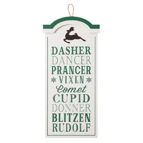 Wonderland Novelty Hanging Santa's Reindeer Sign Decoration 30cm