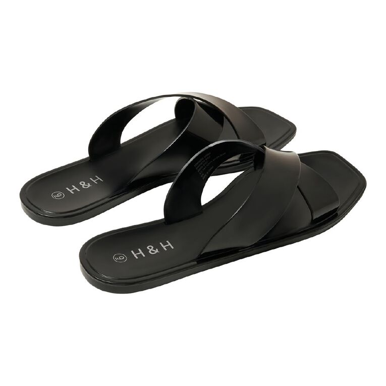 H&H Women's Poppy Xover Slides, Black, hi-res