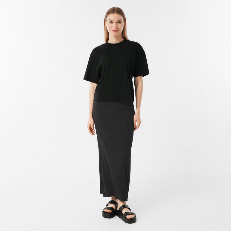 H&H Women's Rib Knit Maxi Skirt, Black, hi-res