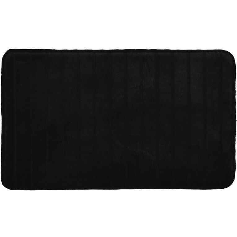 Living & Co Bath Mat Memory Foam Black 45cm x 75cm, Black, hi-res
