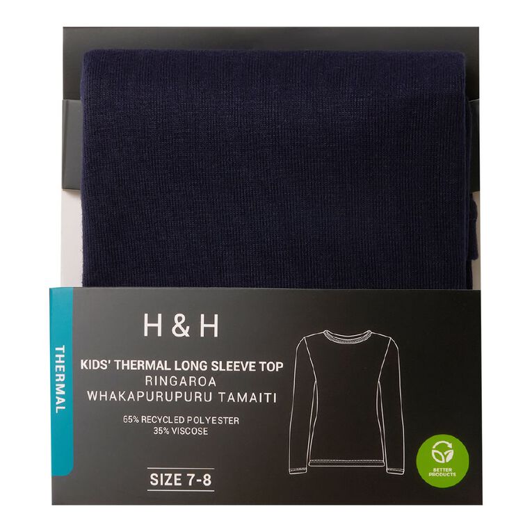 H&H Kids' Thermal Long Sleeve Tee, Blue Dark, hi-res