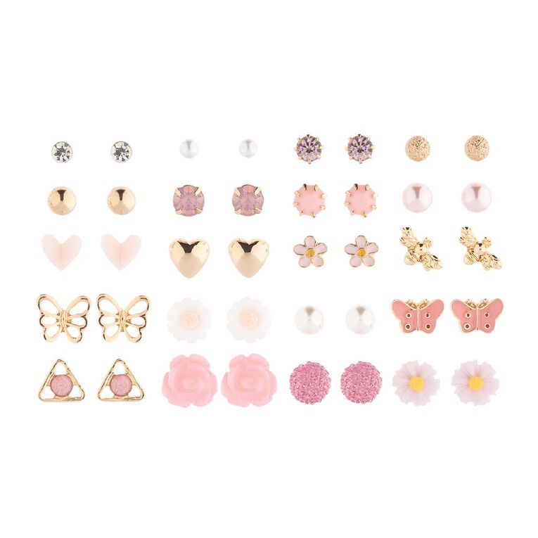 Young Original Kids' Flower Rose Stud Earrings 20 Pairs, , hi-res