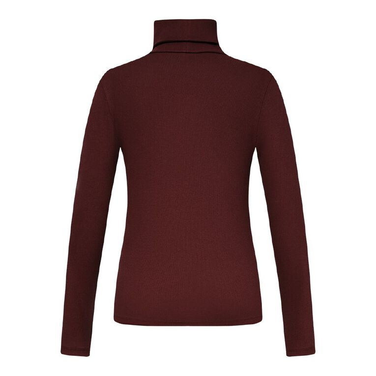 H&H Women's Long Sleeve Classic Rib Skivvy, Red Dark, hi-res