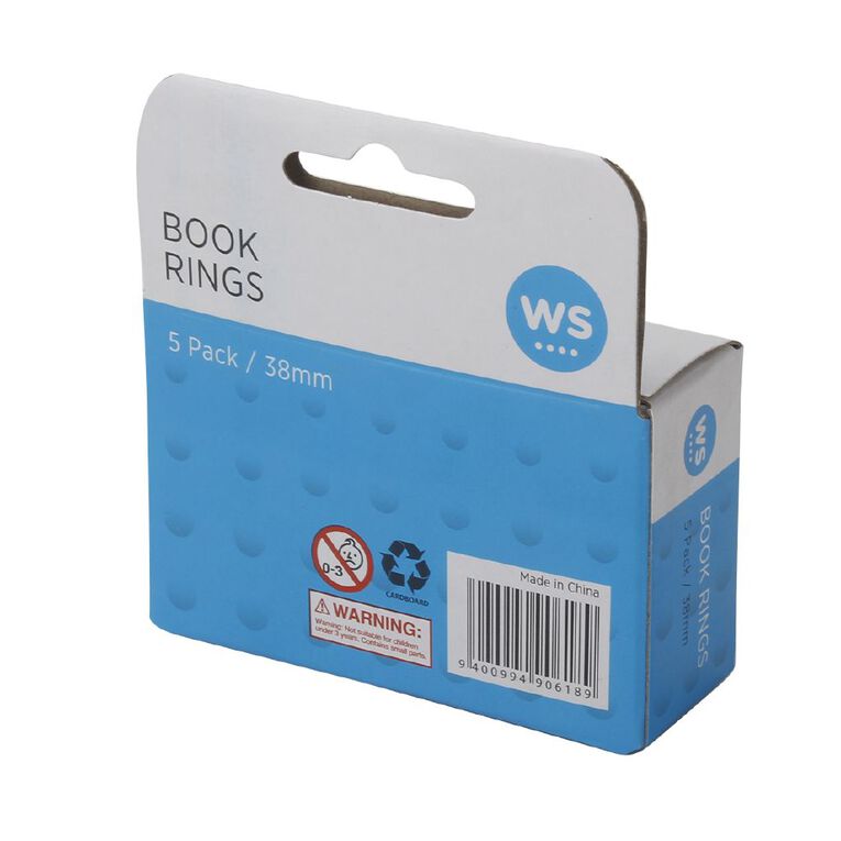WS Book Rings No 4 38mm 5 Pack, , hi-res