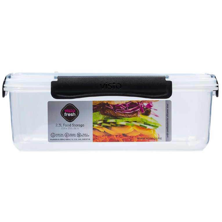 Visto Fresh Storage Container Clear/Charcoal Clips 2.3 Litre, , hi-res
