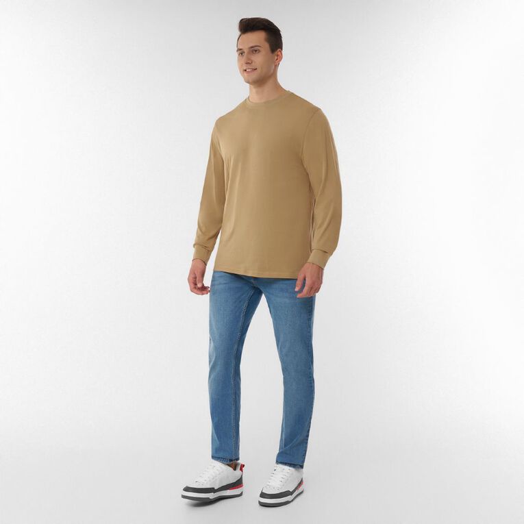 H&H Men's Long Sleeve Crew, Brown Light, hi-res