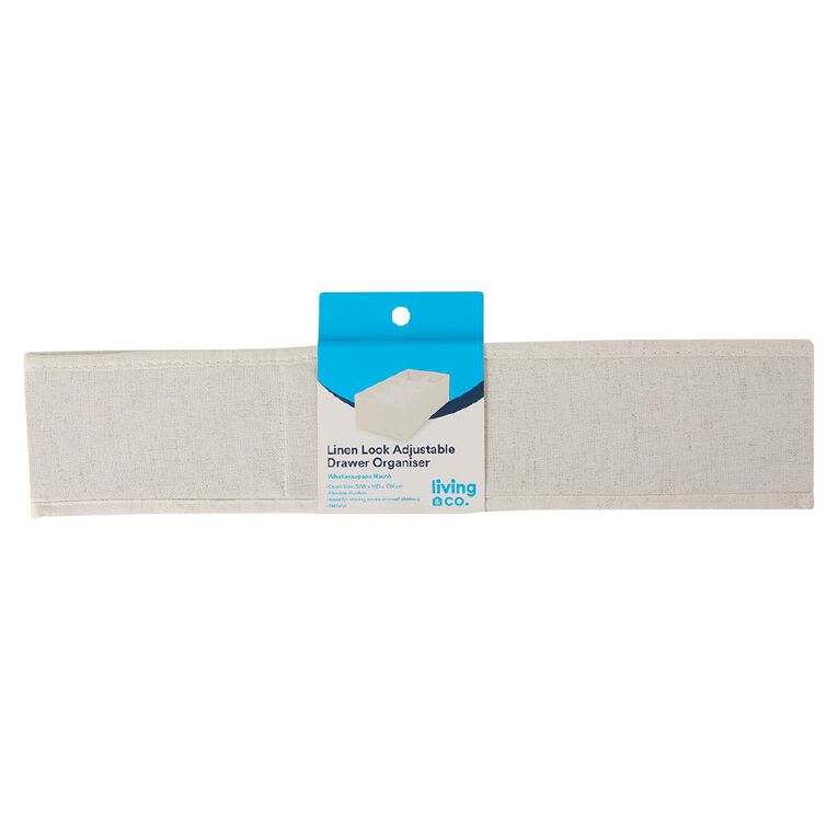 Living & Co Linen-Look Adjustable Drawer Organiser Cream, , hi-res