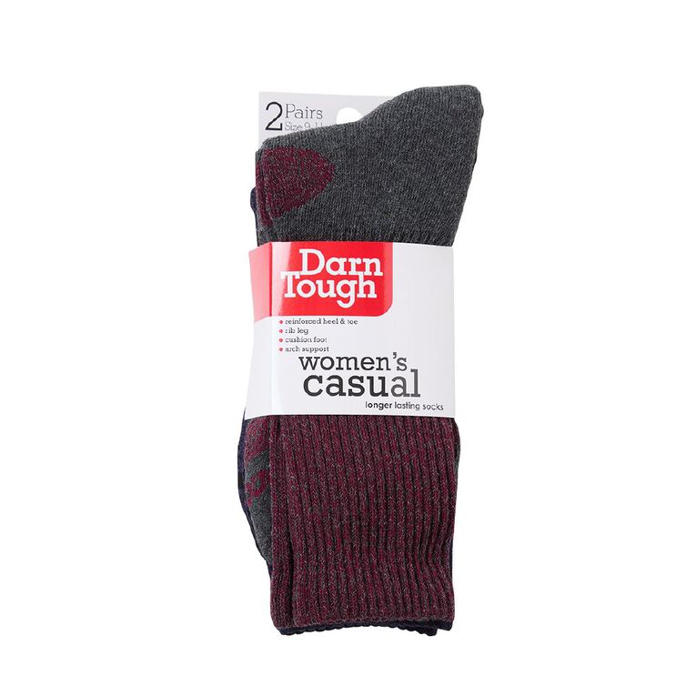 Darn Tough Women's Rib Boot Crew Socks 2 Pack, Charcoal, hi-res
