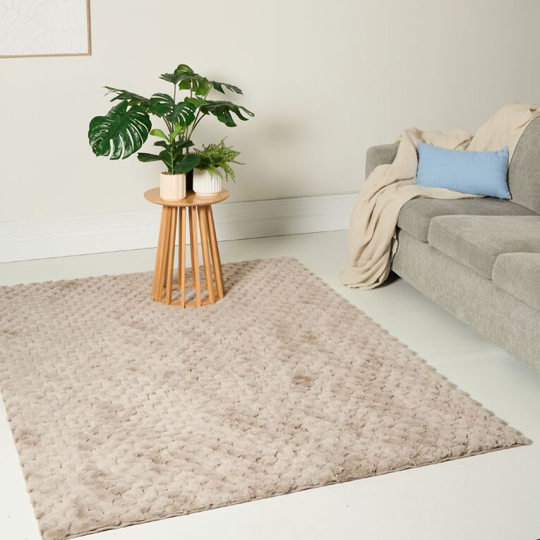 Living & Co Rug Faux Fur Rabbit Grey Light 160cm x 230cm, , hi-res