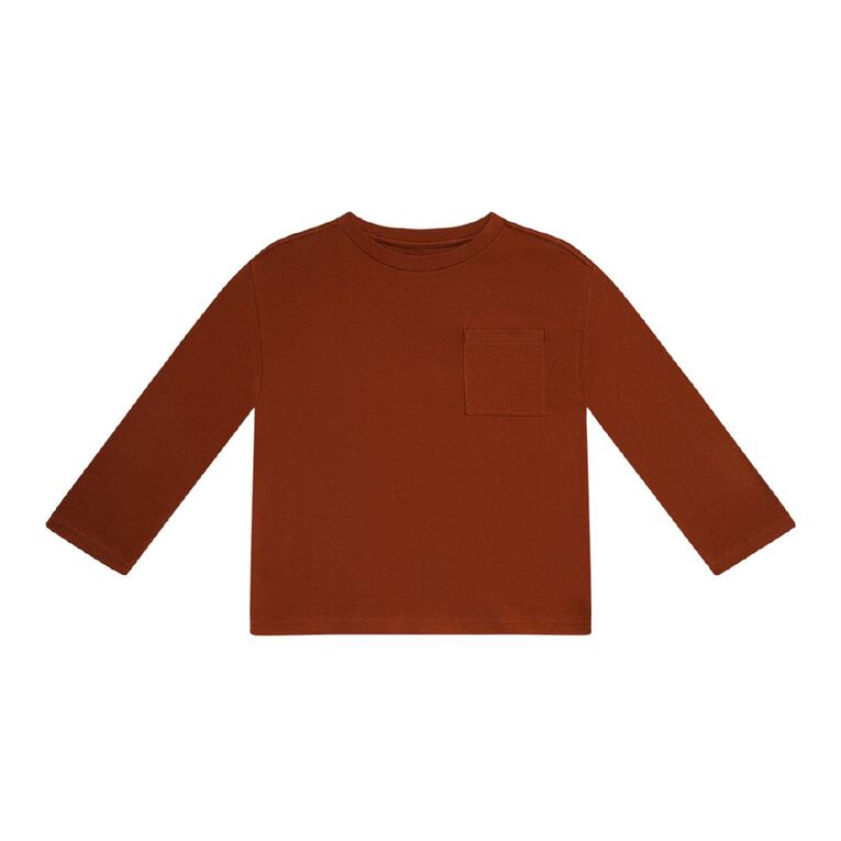 Young Original Long Sleeve Pocket Tee, Brown Mid, hi-res