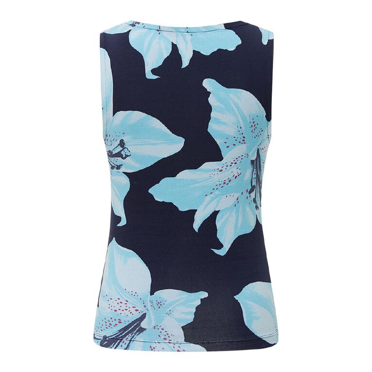 H&H Women's Contour Print Boat Neck Top, Blue Dark, hi-res