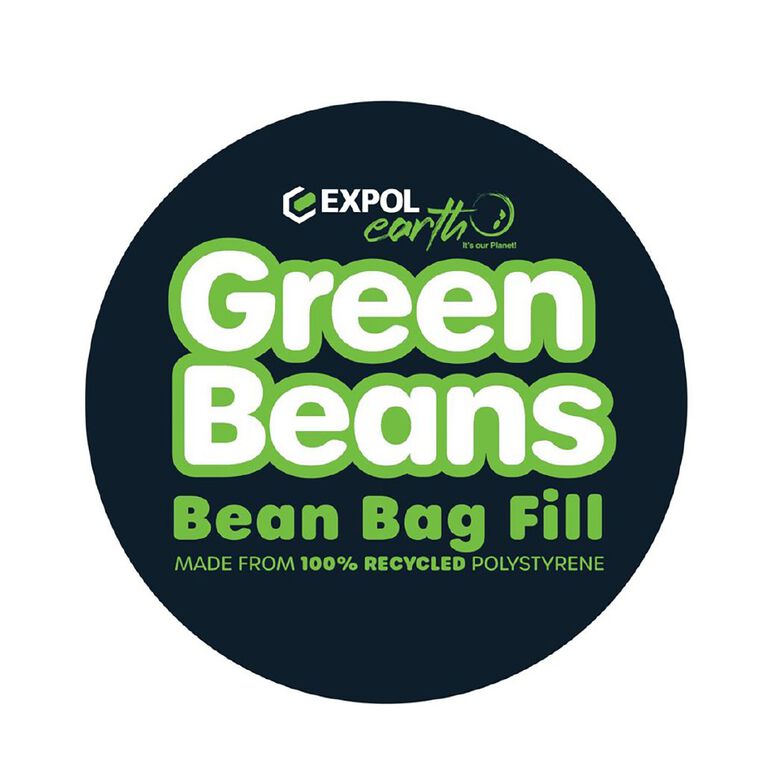 EXPOL GREEN BEANS - 100% RECYCLED POLYSTYRENE BEAN BAG FILL. 