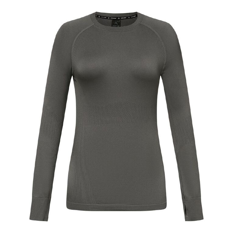 Active Intent Women's Long Sleeve Seamless Top, Grey Dark, hi-res