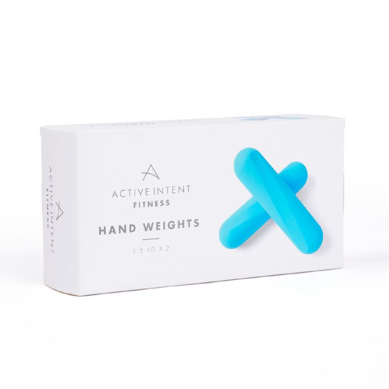 Active Intent Fitness Silicone Hand Weights 1.5kg Blue 2 Pack, , hi-res