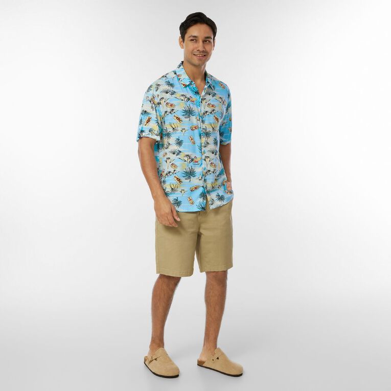 H&H Men's Short Sleeve Festive Shirt, Blue, hi-res