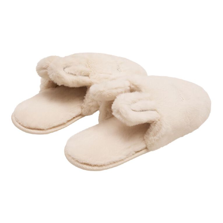 H&H Women's Bunny Scuff Slippers, White, hi-res