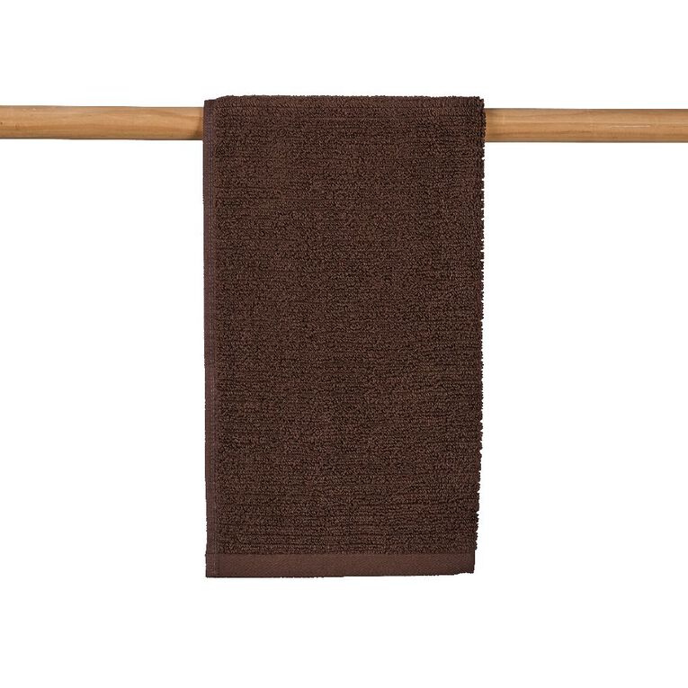 Living & Co Ribbed Hand Towel Brown Mid 40cm x 65cm, , hi-res
