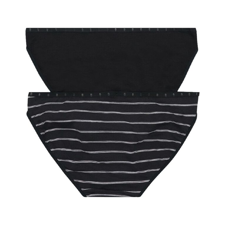 B FOR BONDS Women's Bikini Briefs 2 Pack, Black/White, hi-res