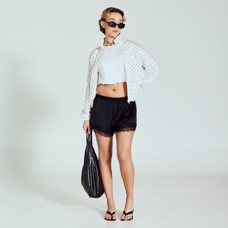 BRDRLESS Aster Lace Mini Shorts, Black, hi-res