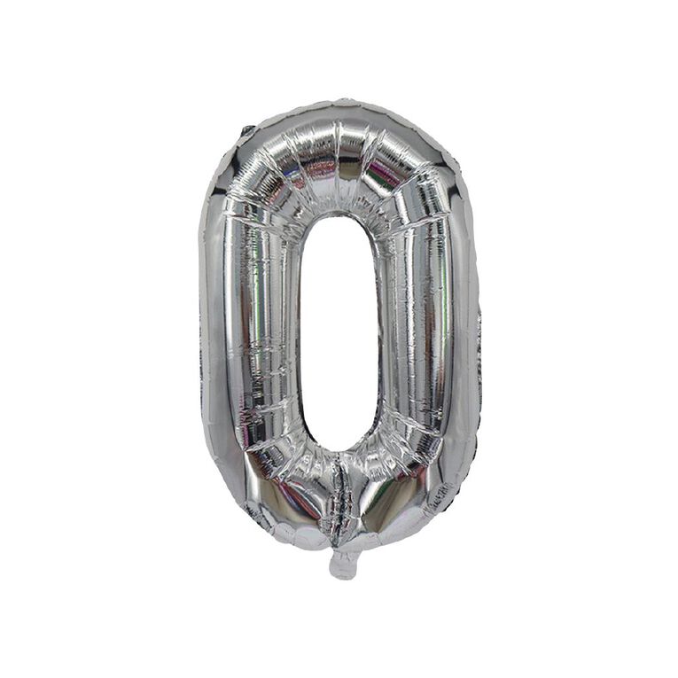 Party Inc Foil Balloon #0 Silver 35cm, , hi-res