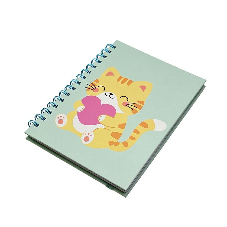 Uniti Kids Playful Simplicity Spiral Cat A5 Notebook, , hi-res