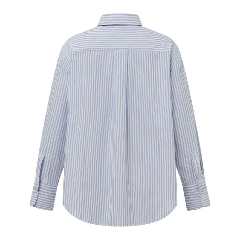 H&H Women's Long Sleeve Oxford Shirt, Blue Light, hi-res