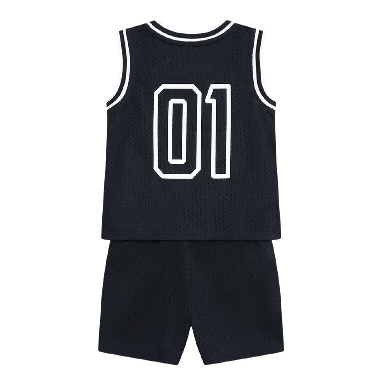 Young Original Toddler 2 Piece Eyelet Tank and Shorts Set, Black, hi-res