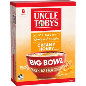 Uncle Tobys Oats Quick Sachet Creamy Honey Big Bowl 368g