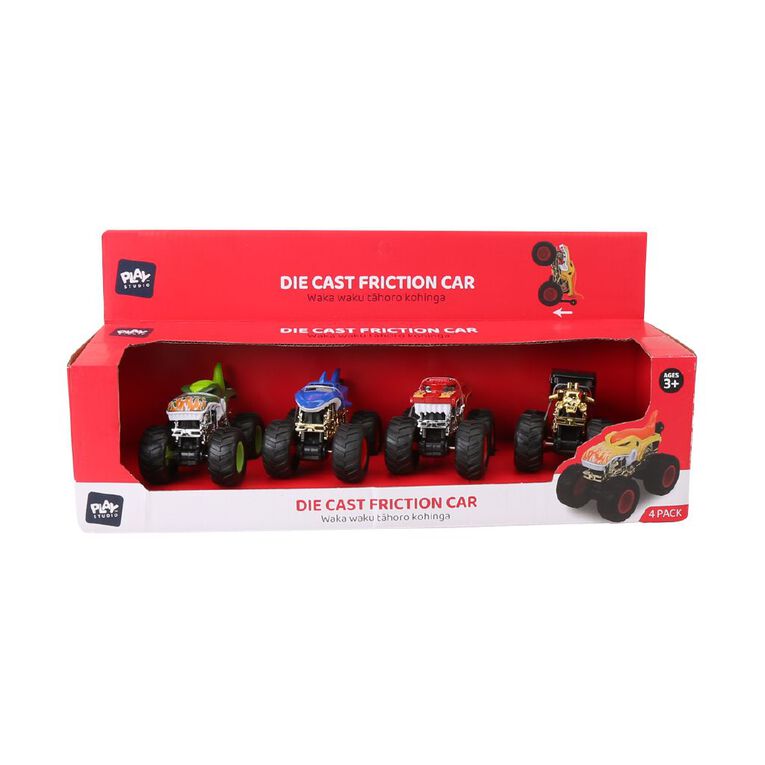 Play Studio Die-cast Friction Car 4 Pieces, , hi-res