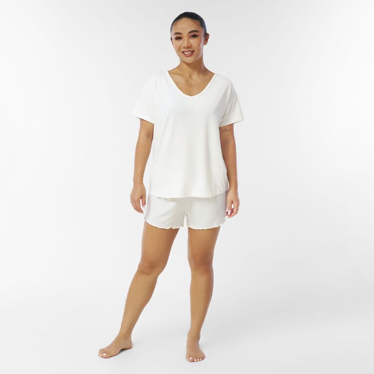 H&H Women's Comfy Pyjama Shorts, Cream, hi-res